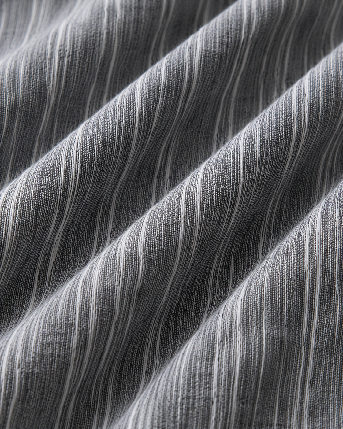 Black and white slub textured cotton fabric detail