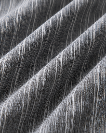 Black and white slub textured cotton fabric detail