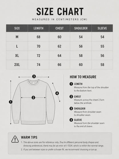 LARÉN Henley Knit Pullover size chart, measurements in cm