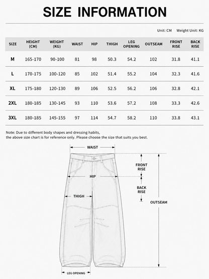 LARÉN Sediment Wide Leg Trousers size chart, measurements in cm