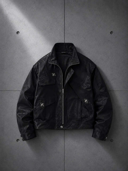 Black jacket on a gray concrete wall