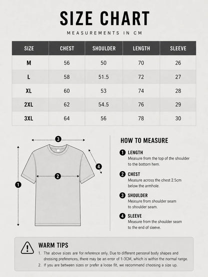 LARÉN Structured Shoulder Oversized Tee size chart, measurements in cm